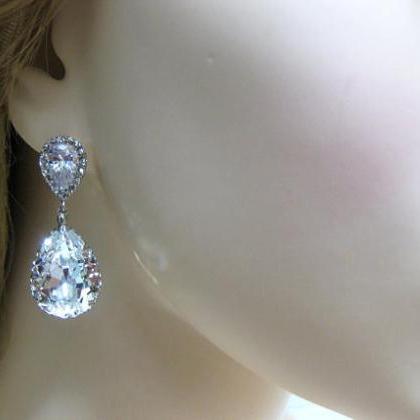 Bridal Crystal Earrings Wedding Jewelry Swarovski..