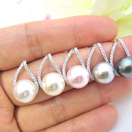 Light Grey Pearl Earrings Bridal Pearl Stud..