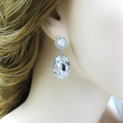 Bridal Clear Crystal Earrings Clear Teardrop..