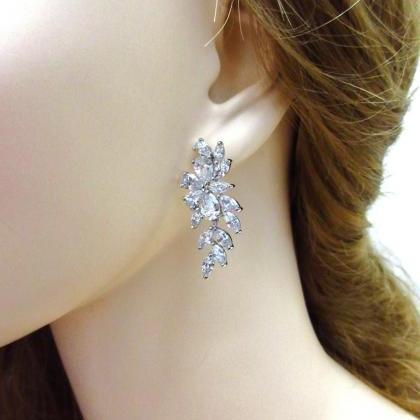 Bridal Crystal Earrings Wedding Jewelry Cubic..