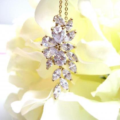 Bridal Crystal Necklace Cubic Zirconia Necklace..