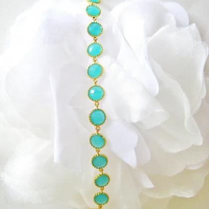 Mint Green Bridal Bracelet Seaform Green Gold..