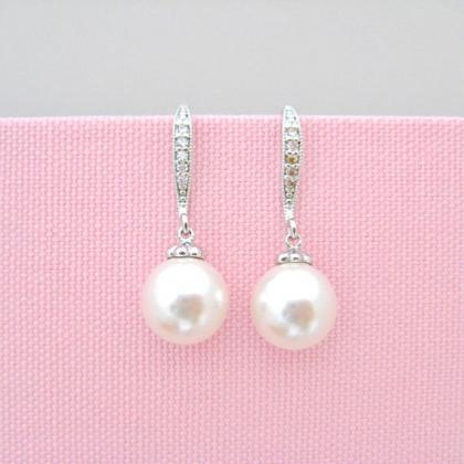 Rose Gold Pearl Earrings Bridal Pearl Earrings..