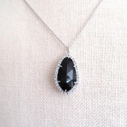 Cloudy Charcoal Teardrop Necklace Cloudy Black..
