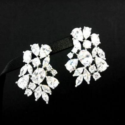 Bridal Crystal Earrings Cubic Zirconia Multi-stone..