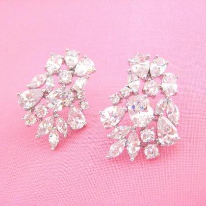 Bridal Crystal Earrings Cubic Zirconia Multi-stone..