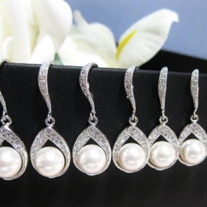 Bridal Pearl Earrings Wedding Jewelry Swarovski..