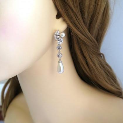 Bridal Teardrop Pearl Earrings Wedding Earrings..