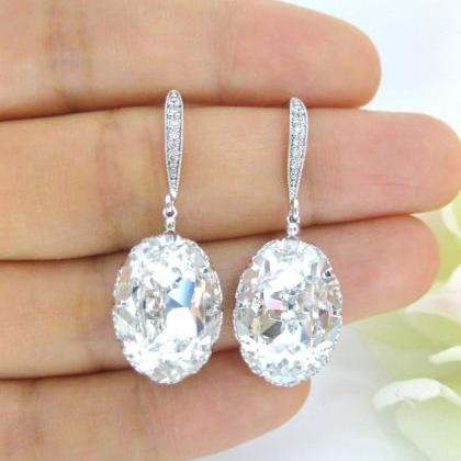 Bridal Crystal Earrings Swarovski Oval Crystal..