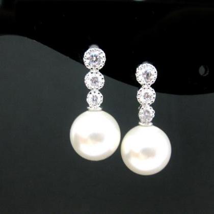 Bridal Pearl Earrings Pearl Stud Earrings..