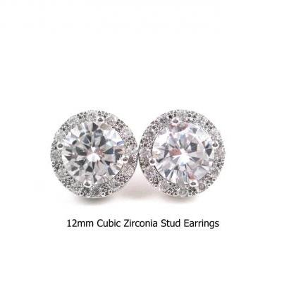 Bridal Crystal Stud Earrings Lux Cubic Zirconia..