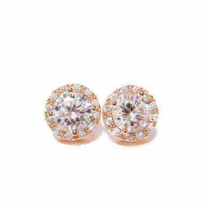 Bridal Crystal Stud Earrings Lux Cubic Zirconia..