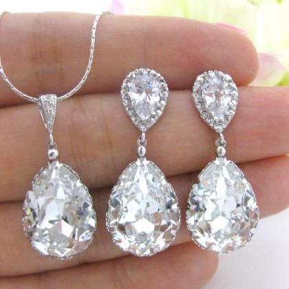 Bridal Crystal Earrings Wedding Jewelry Swarovski..