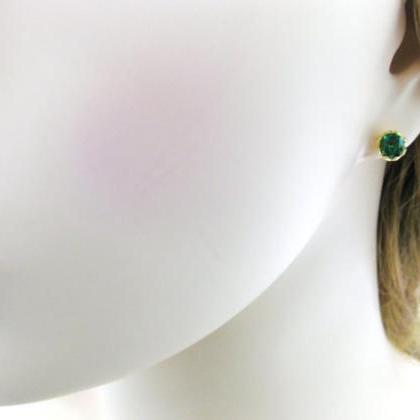 Emerald Green Earrings Cubic Zirconia Stud..
