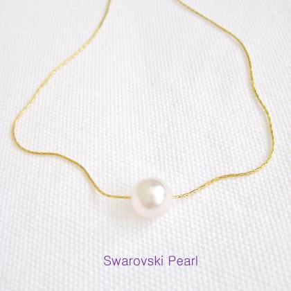 Bridal Single Pearl Necklace Wedding Jewelry..