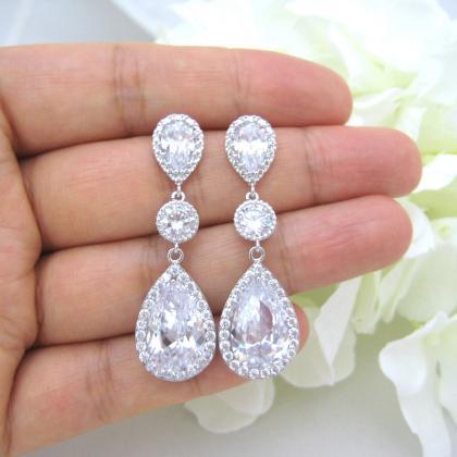 Bridal Crystal Earrings Wedding Earrings Cubic..