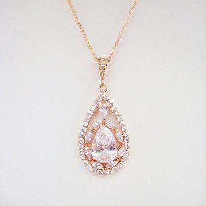 Bridal Crystal Necklace Wedding Jewelry Cubic..