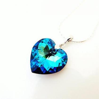 Swarovski Bermuda Blue Heart Crystal Pendant..