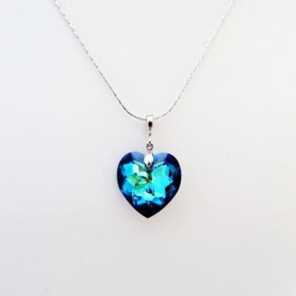 Swarovski Bermuda Blue Heart Crystal Pendant..