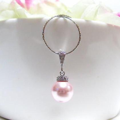 Blush Pink Bridal Pearl Earrings &..