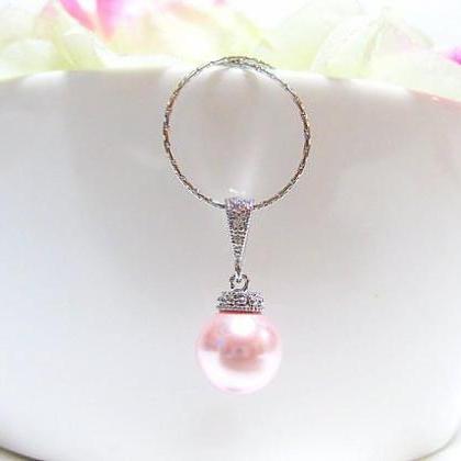 Blush Pink Pearl Necklace Wedding Pearl Necklace..
