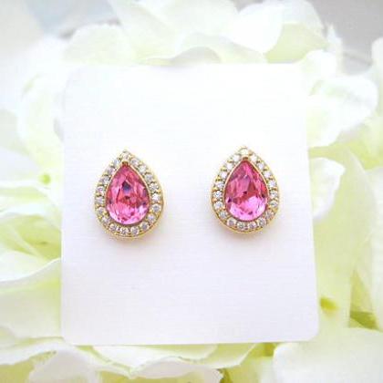 Swarovski Rose Pink Stud Earrings Light Pink..