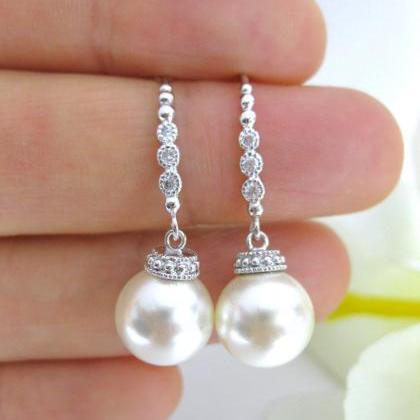 Bridal Pearl Earrings Wedding Pearl Earrings..