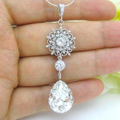 Bridal Crystal Teardrop Earrings Chandelier..