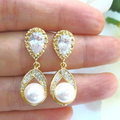 Bridal Pearl Earrings Wedding Jewel..