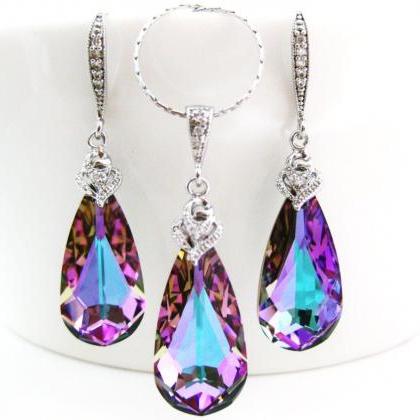 Vitrail Light Swarovski Crystal Teardrop Earrings..