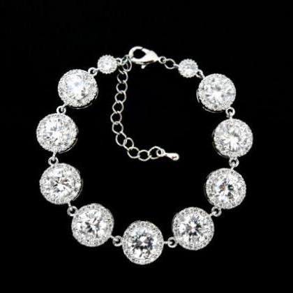 Rose Gold Bridal Bracelet Wedding Bracelet Crystal..