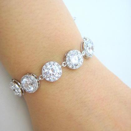 Rose Gold Bridal Bracelet Wedding Bracelet Crystal..