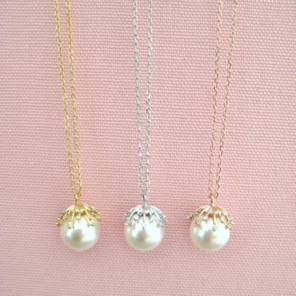 Bridal Pearl Necklace Gold Starburst Charm..