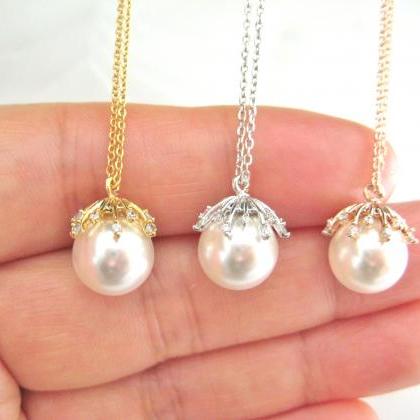 Bridal Pearl Necklace Gold Starburst Charm..