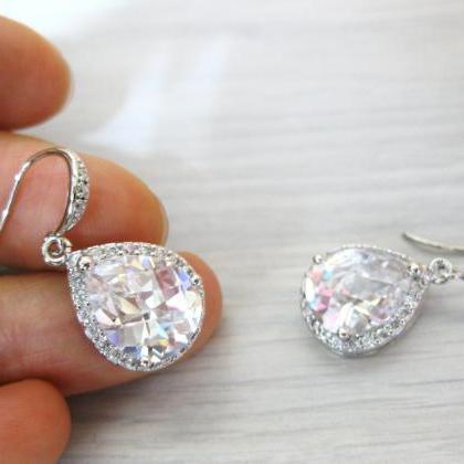 Bridal Crystal Earrings Wedding Jewelry Large Lux..