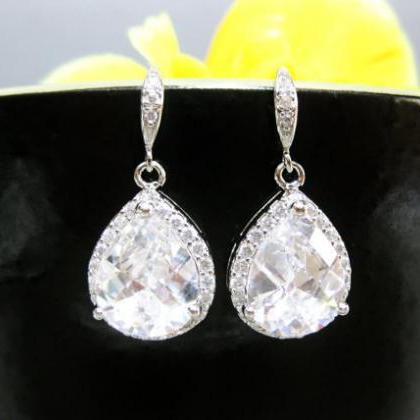 Bridal Crystal Earrings Wedding Jewelry Large Lux..