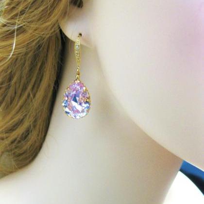 Bridal Blush Pink Teardrop Earrings &..