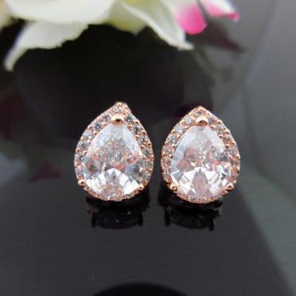 Bridal Crystal Stud Earrings Cubic Zirconia..