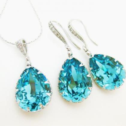 Teal Blue Earrings & Necklace Gift Set..