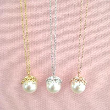 Bridal Pearl Necklace Rose Gold Swa..