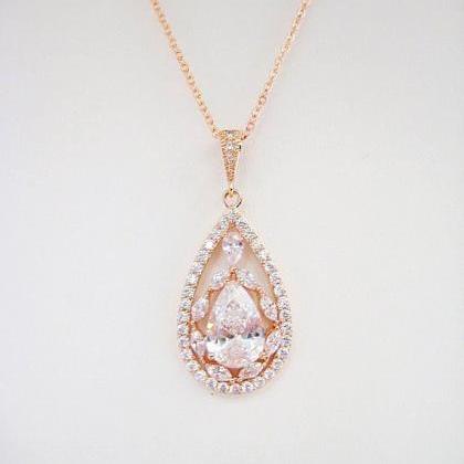 Bridal Crystal Necklace Wedding Jewelry Cubic..