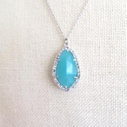Montana Blue Teardrop Necklace Crystal Charm..