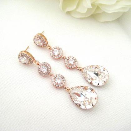 Bridal Crystal Earrings Swarovski Clear White..
