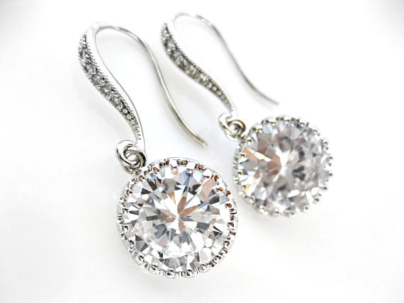 Cubic Zirconia Earrings Crystal Drop Earrings Bridal Earrings Wedding Jewelry Bridesmaid Gift Gold Earrings (e031)