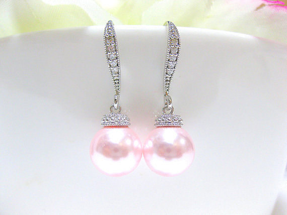 Blush pink earrings for wedding outlet