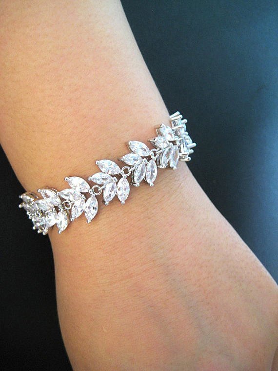 Shop Cubic Zirconia Wedding Flower Bracelet for Brides, Formal