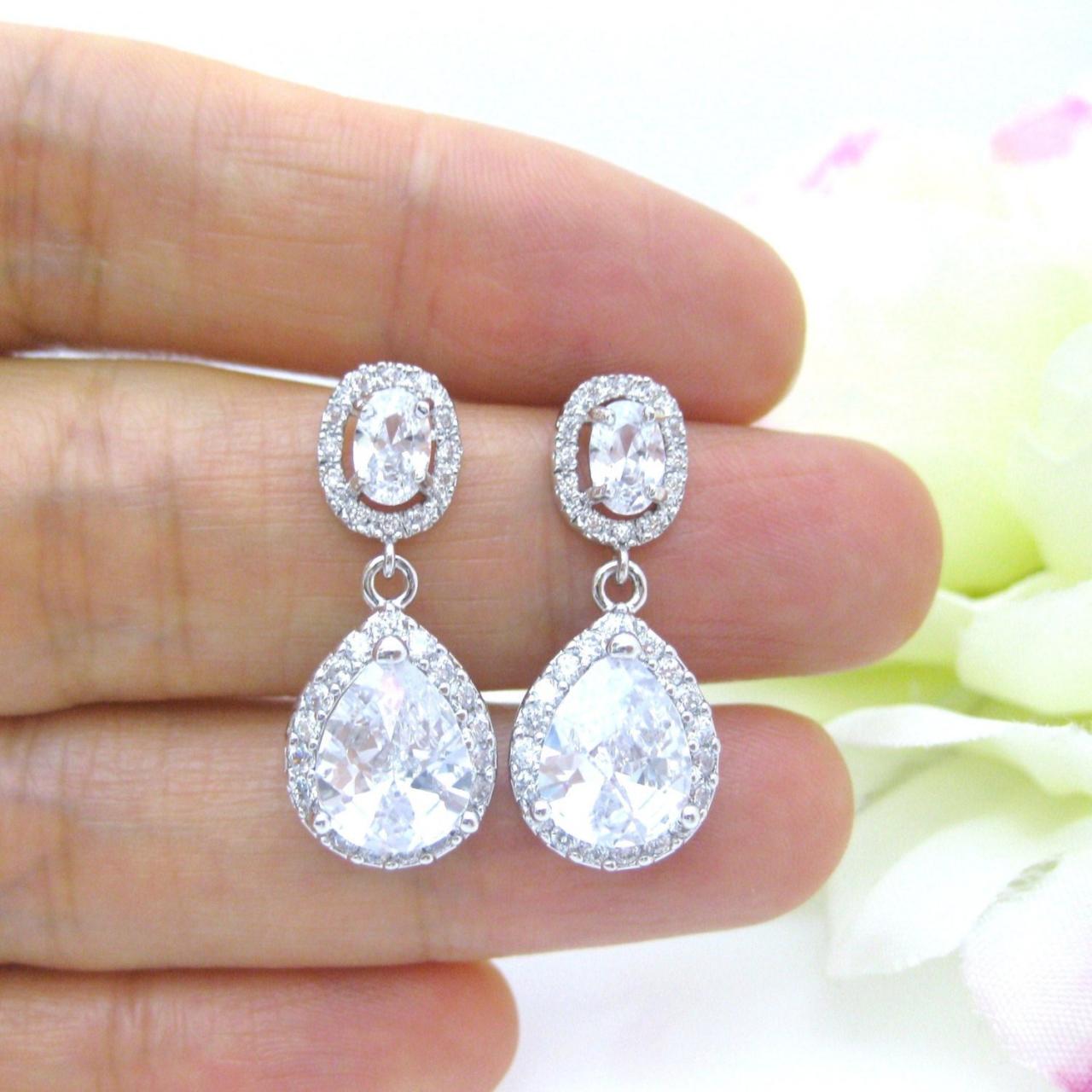 Bridal Crystal Earrings Wedding Jewelry Cubic Zirconia Teardrop Earrings Bridal Teardrop Earrings Bridesmaid Gift Sparky Earrings (e154)