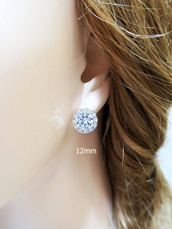 12mm cubic zirconia stud clearance earrings