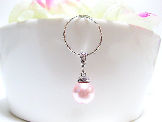 Blush Pink Pearl Necklace Wedding Pearl Necklace Swarovski Rosaline 10mm Pearl Wedding Jewelry Bridesmaids Gift Single Pearl Necklace (n014)