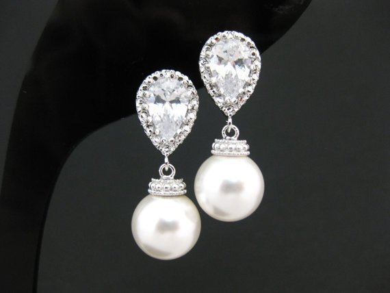 Crystal Earrings Luxury Teardrop Drop Earrings Wedding Dangle Earrings Silver Clip-Ons Earrings Women Gifts Bride Jewelry Gifts
